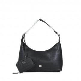 Bolsa Baguette Look Animal Skin con Monedero color Negro