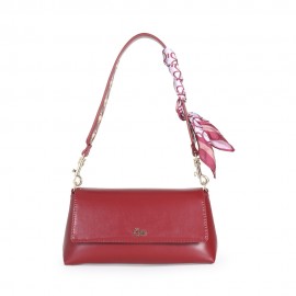 Bolsa Baguette Look Glossy con Mascada color Rojo