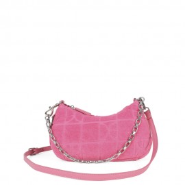 Bolsa Baguette Textil con Cadena color Rosa