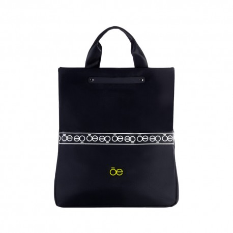 Tote Poliéster  2-en-1 con Franja Icónica color Negro