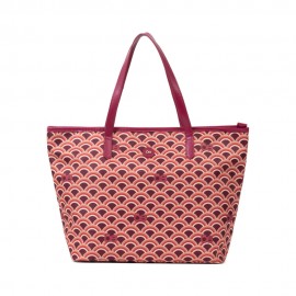 Bolsa Tote Textil Estampado Geométrico color Rojo