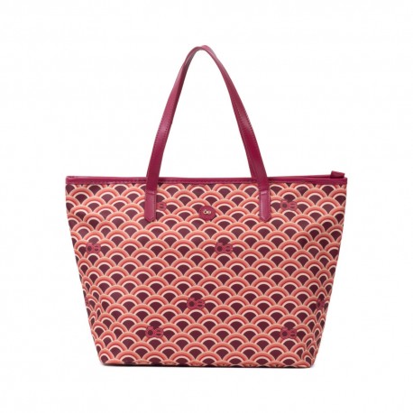 Bolsa Tote Textil Estampado Geométrico color Rojo