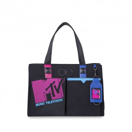 Bolsa Tote Grande MTV x Oe color Negro