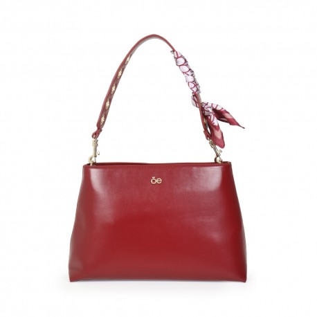 Bolsa Tote Look Glossy con Mascada color Rojo