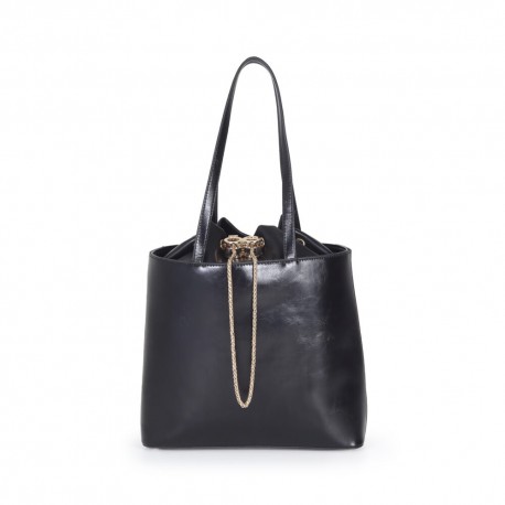 Bolsa Tote Look Glossy Jareta color Negro