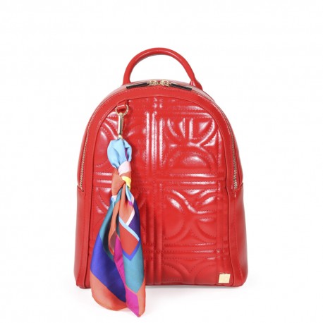 Mochila Look Glossy con Mascada color Rojo