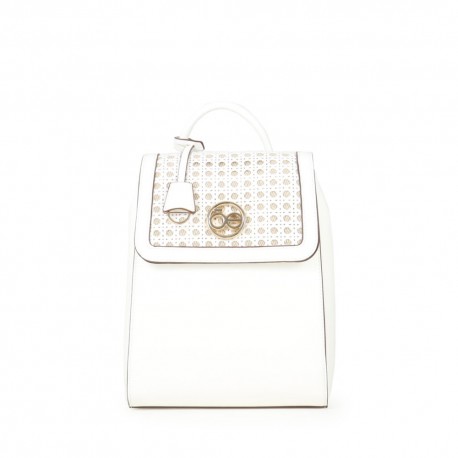 Mochila Look Tejido con Charm color Blanco