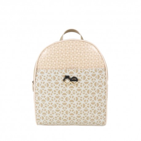 Mochila Mediana Monograma Estampado color Beige