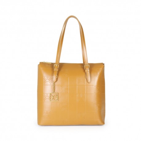 Bolsa Tote Monograma Troquelado color Tan