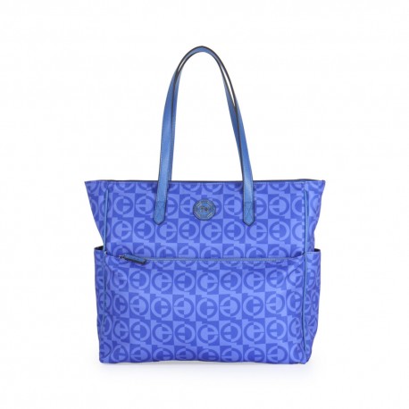 Bolsa Tote Textil Estampado Geométrico color Azul Eléctrico